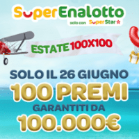 Estate 100X100 2021: 100 premi garantiti da 100.000€ in palio il 26 giugno.